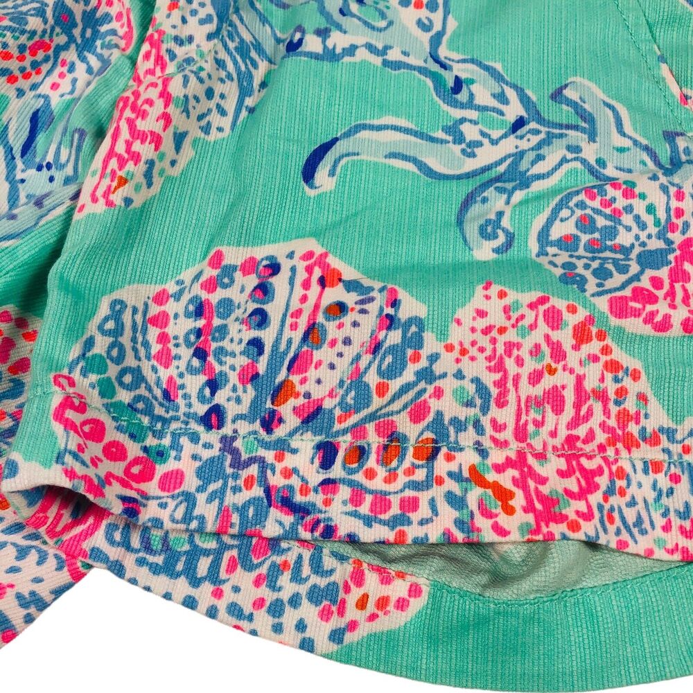 Lilly Pulitzer Callahan Shorts Womens‎ 00 XS Cotton Minty Fresh Coral Pink Blue - Picture 3 of 7